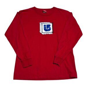 Vintage 2000s Burton Square Logo Red Long Sleeve Shirt Youth Large